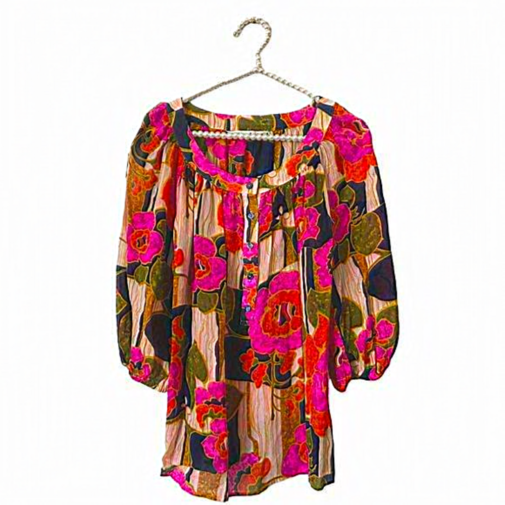 Trina Turk Silk Floral Blouse‎ Small